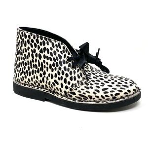 Clarks Desert Boot 2 Black White Calf Hair Chukka OrthoLite